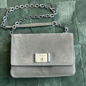 Prada Suede Shoulder Bag with Chain Strap